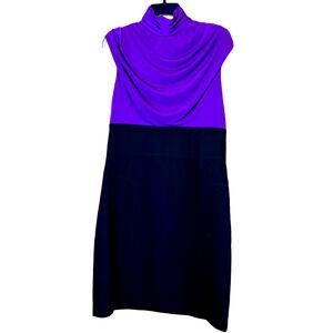 Laundry‎ by Shelli Segal NWT Purple Black Sleeveless Drape Neck Dress Size 12